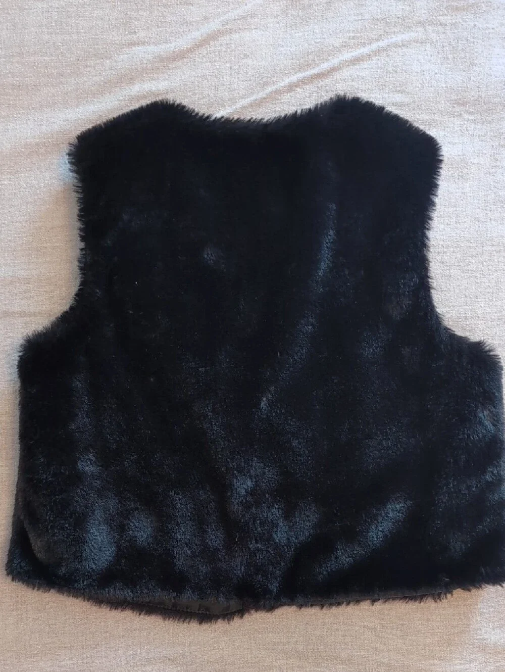 GAP Toddler Black Faux Fur Button Vest